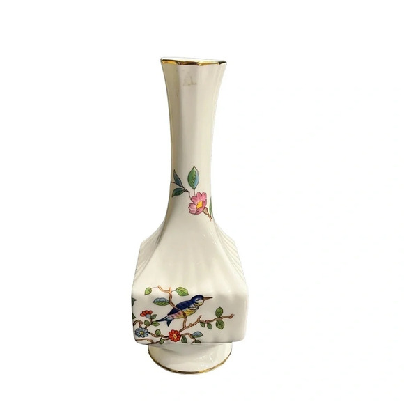 Aynsley Bone China Bud Vase with Bird Flowers England - Picture 1 of 10
